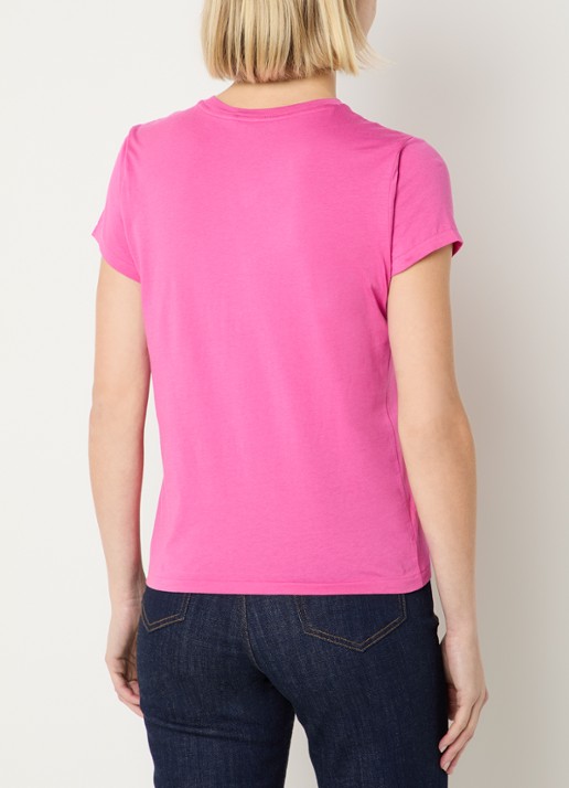 Ralph Lauren T-shirt met logoborduring - achterkant 4 donkerroze