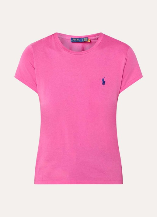 Ralph Lauren T-shirt met logoborduring - voorkant 2 donkerroze