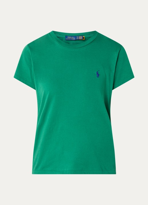 Ralph Lauren T-shirt met logoborduring - voorkant 3 donkergroen