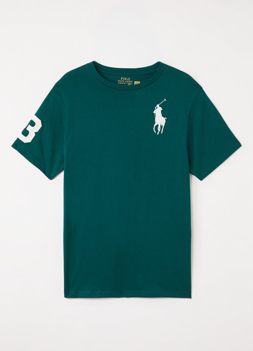 Ralph Lauren T-shirt met logoborduring - voorkant zeegroen