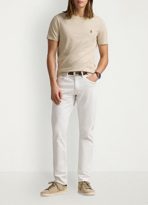 Ralph Lauren T-shirt met logoborduring - voorkant 2 expedition dune heather / beige