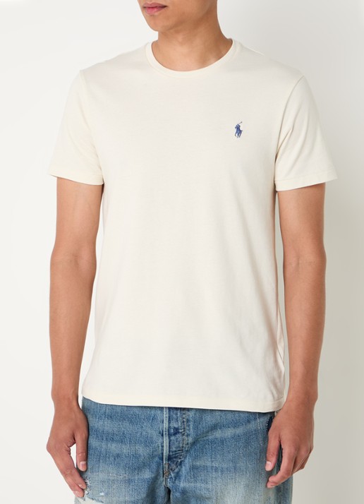Ralph Lauren T-shirt met logoborduring - detail herbal milk / beige