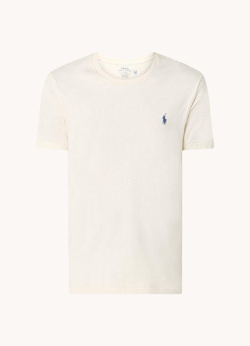 Ralph Lauren T-shirt met logoborduring - voorkant 3 herbal milk / beige