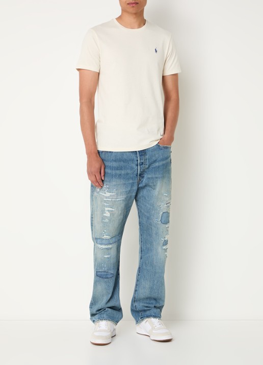Ralph Lauren T-shirt met logoborduring - voorkant 4 herbal milk / beige