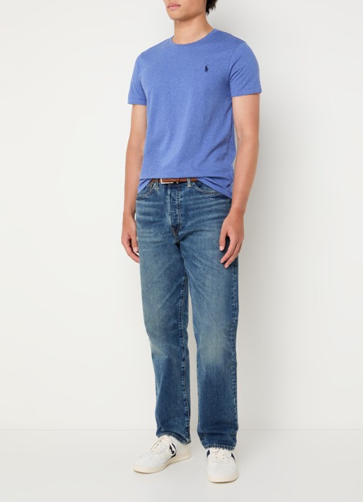 Ralph Lauren T-shirt met logoborduring - voorkant 3 faded royal heather/ blauw