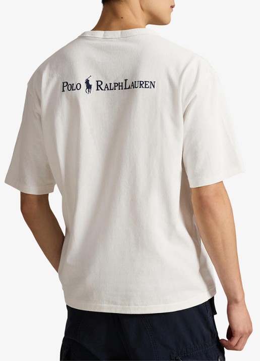 Ralph Lauren T-shirt met logoborduring - achterkant deckwash white / wit