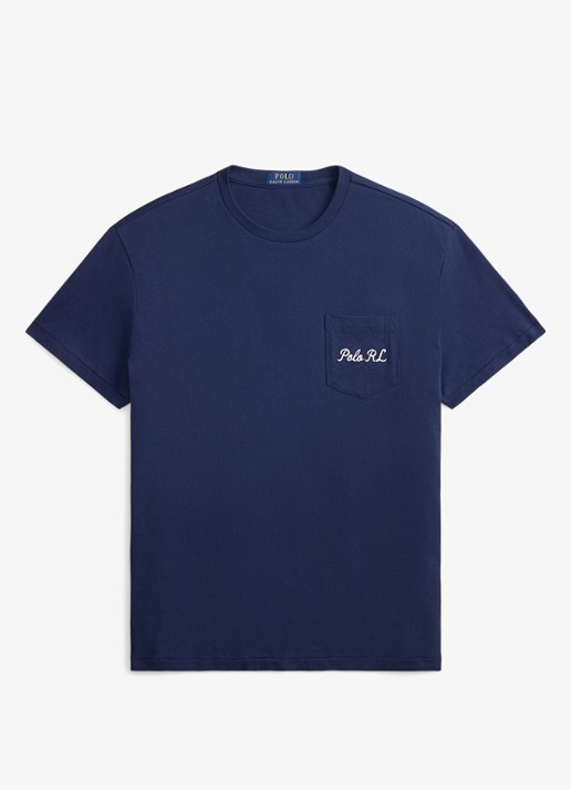 Ralph Lauren T-shirt met logoborduring - voorkant newport navy / donkerblauw