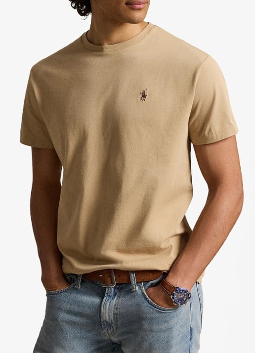 Ralph Lauren T-shirt met logoborduring - voorkant 2 vintage khaki / khaki