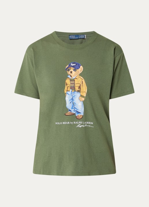 Ralph Lauren T-shirt met logoprint - voorkant mosgroen