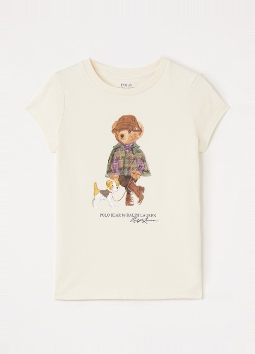 Ralph Lauren T-shirt met logoprint - voorkant creme