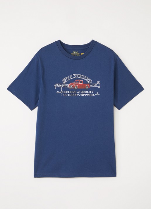 Ralph Lauren T-shirt met logoprint - voorkant 3 donkerblauw