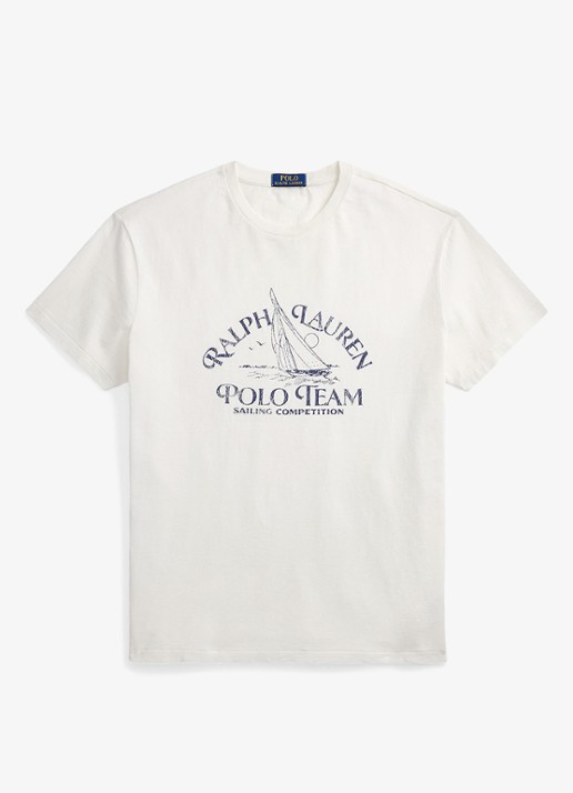 Ralph Lauren T-shirt met logoprint - voorkant deckwash white / wit