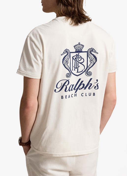 Ralph Lauren T-shirt met logoprint - achterkant deckwash white / wit