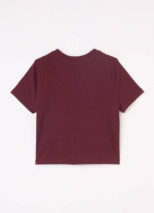 Ralph Lauren T-shirt met ribstructuur - voorkant 2 bordeauxrood