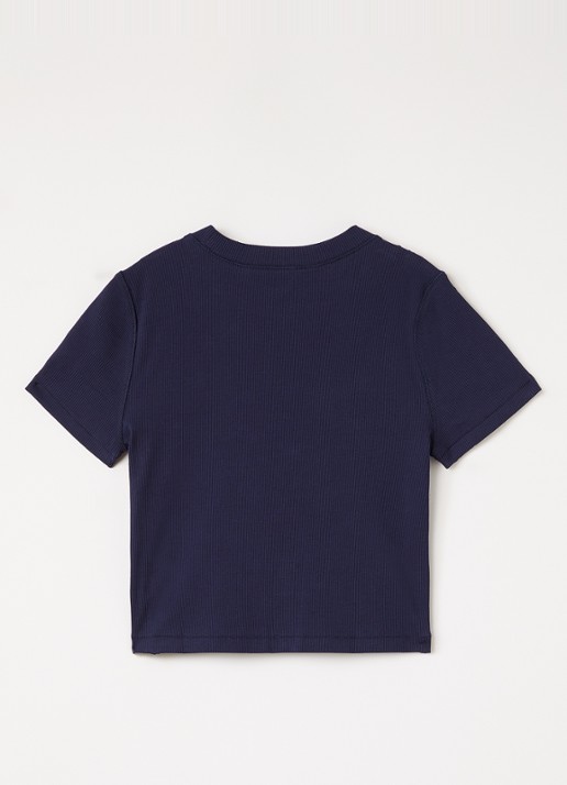 Ralph Lauren T-shirt met ribstructuur - voorkant 2 donkerblauw