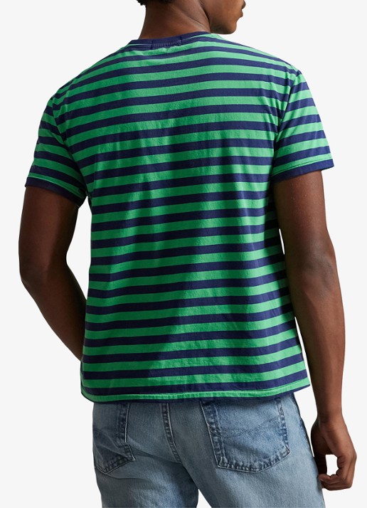 Ralph Lauren T-shirt met streepprint en borstzak - achterkant 5 summer emerald/dark cobalt-zyrd