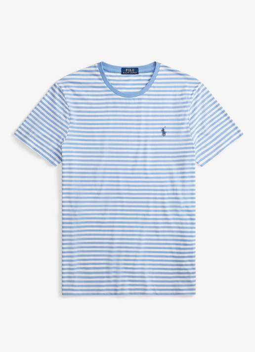 Ralph Lauren T-shirt met streepprint en logoborduring - voorkant 4 bristol blue/white / blauw