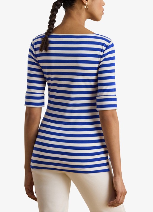 Ralph Lauren T-shirt met streepprint  - achterkant blauw
