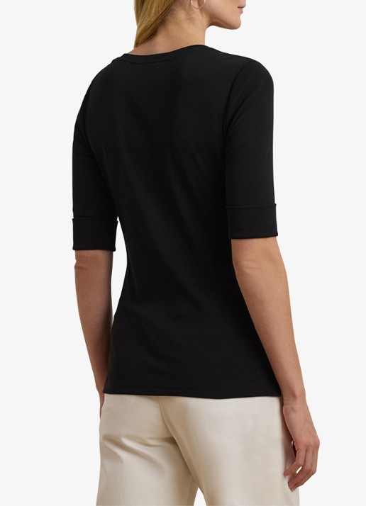 Ralph Lauren T-shirt met V-hals en halflange mouw - achterkant black / zwart