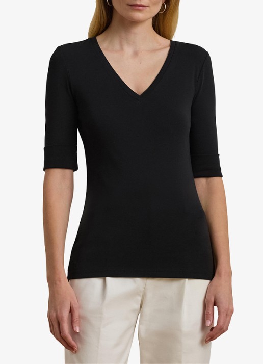 Ralph Lauren T-shirt met V-hals en halflange mouw