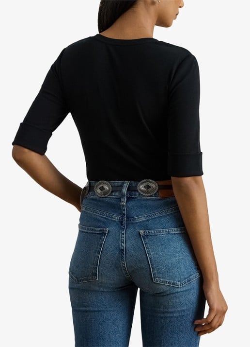 Ralph Lauren T-shirt met V-hals en halflange mouw - achterkant 2 black / zwart