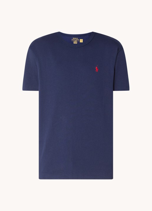 Ralph Lauren T-shirt van jersey met logoborduring  - voorkant 2 newport navy / blauw