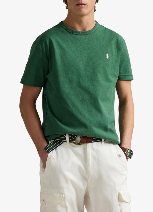 Ralph Lauren T-shirt van jersey met logoborduring  - detail 6 antique green / groen