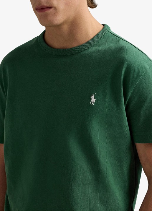 Ralph Lauren T-shirt van jersey met logoborduring  - detail 7 antique green / groen