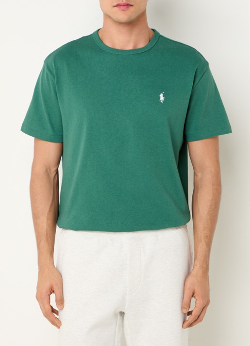 Ralph Lauren T-shirt van jersey met logoborduring  - detail 8 antique green / groen