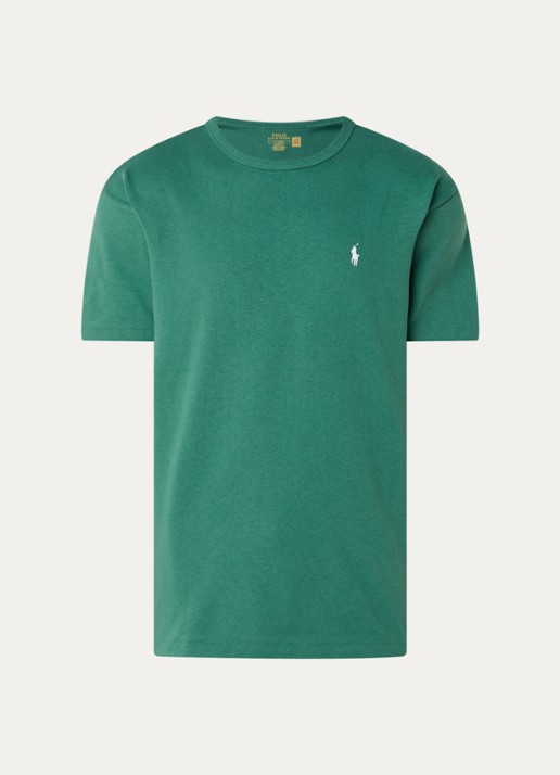Ralph Lauren T-shirt van jersey met logoborduring  - voorkant 5 antique green / groen