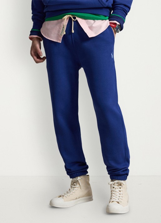 Ralph Lauren Tapered fit cropped joggingbroek met logoborduring - detail 2 blue yacht / blauw