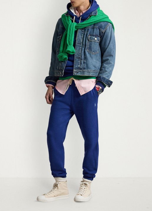 Ralph Lauren Tapered fit cropped joggingbroek met logoborduring - voorkant 5 blue yacht / blauw