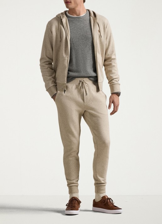 Ralph Lauren Tapered fit joggingbroek met logoborduring - voorkant 4 tuscan beige / beige