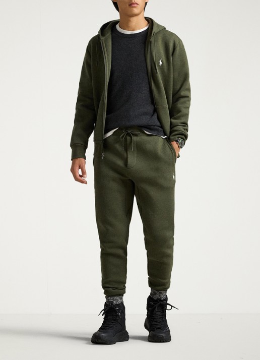 Ralph Lauren Tapered fit joggingbroek met logoborduring - voorkant 5 alphine heather / legergroen