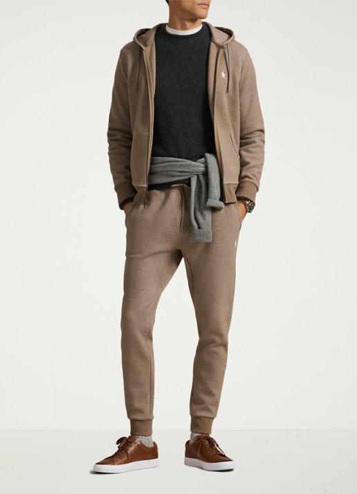 Ralph Lauren Tapered fit joggingbroek met logoborduring - voorkant 4 brown heather / lichtbruin