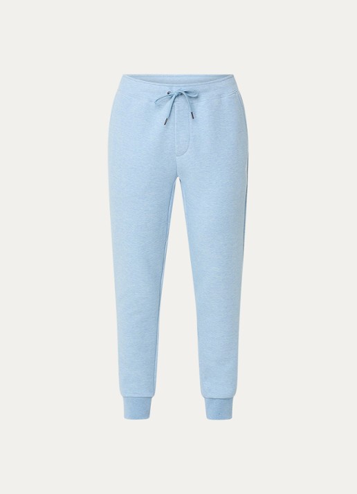 Ralph Lauren Tapered fit joggingbroek met logoborduring - voorkant 7 modern blue heather / blauw
