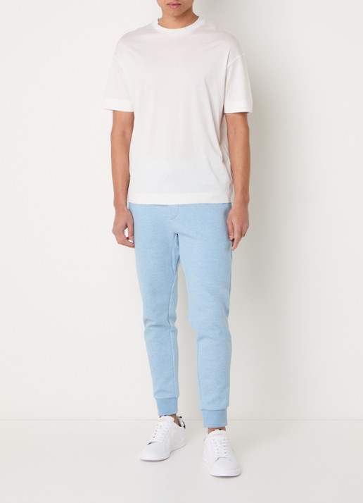 Ralph Lauren Tapered fit joggingbroek met logoborduring - voorkant 8 modern blue heather / blauw
