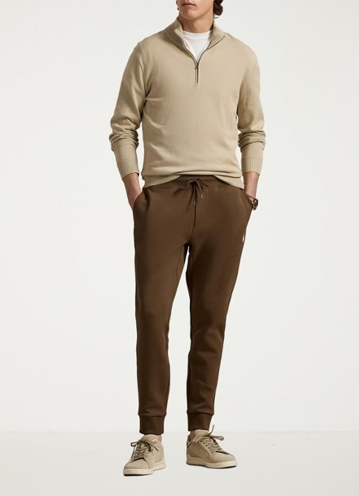 Ralph Lauren Tapered fit joggingbroek met logoborduring - voorkant 3 chestnut / lichtbruin