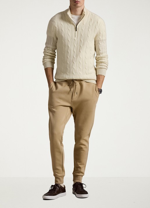 Ralph Lauren Tapered fit joggingbroek met logoborduring - voorkant 3 beige