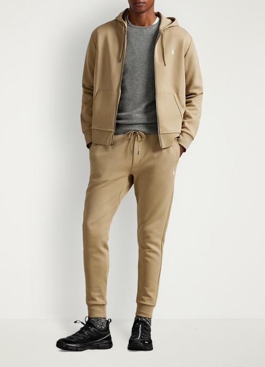 Ralph Lauren Tapered fit joggingbroek met logoborduring - voorkant 4 surrey tan / tan