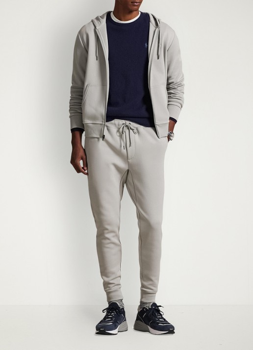 Ralph Lauren Tapered fit joggingbroek met logoborduring - voorkant 2 soft grey