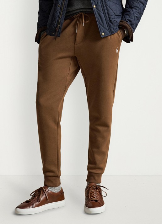 Ralph Lauren Tapered fit joggingbroek met logoborduring - detail luggage brown / bruin