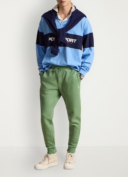 Ralph Lauren Tapered fit joggingbroek met logoborduring - voorkant 2 outback green / groen
