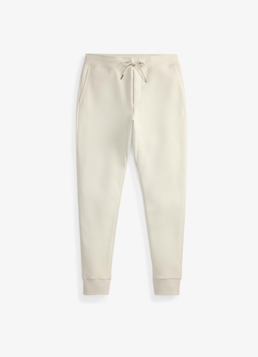 Ralph Lauren Tapered fit joggingbroek met logoborduring - voorkant 4 stone pebble / gebroken wit
