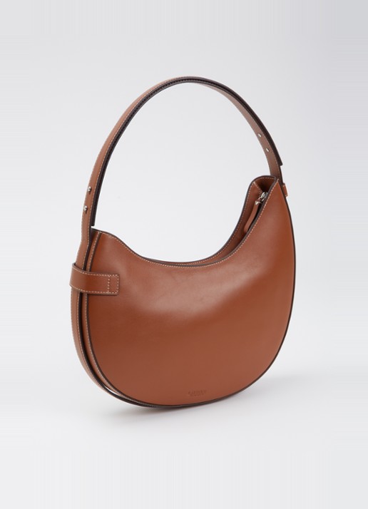 Ralph Lauren Tasha Large schoudertas van suède - achterkant cognac