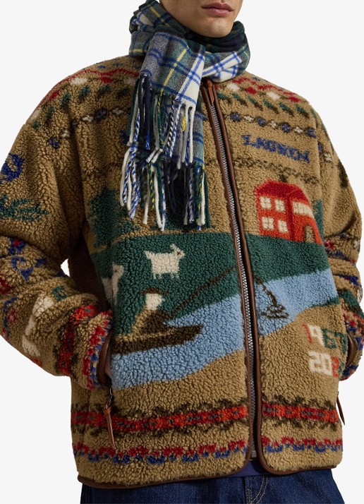 Ralph Lauren Teddy jas met print - voorkant 5 montana khaki / khaki