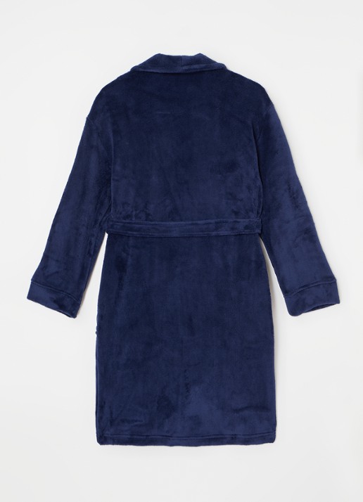 Ralph Lauren Terry badjas met logoborduring en opgestikte zakken - achterkant donkerblauw