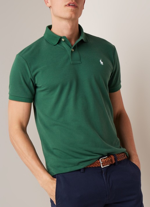 Ralph Lauren The Earth regular fit polo vervaardigd uit gerecycled plastic  - detail groen