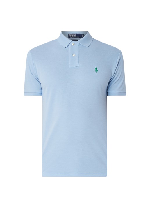 Ralph Lauren The Earth regular fit polo vervaardigd uit gerecycled plastic  - voorkant blue