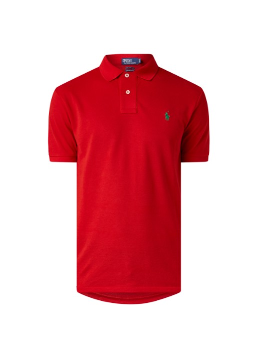 Ralph Lauren The Earth regular fit polo vervaardigd uit gerecycled plastic  - voorkant 2 rood